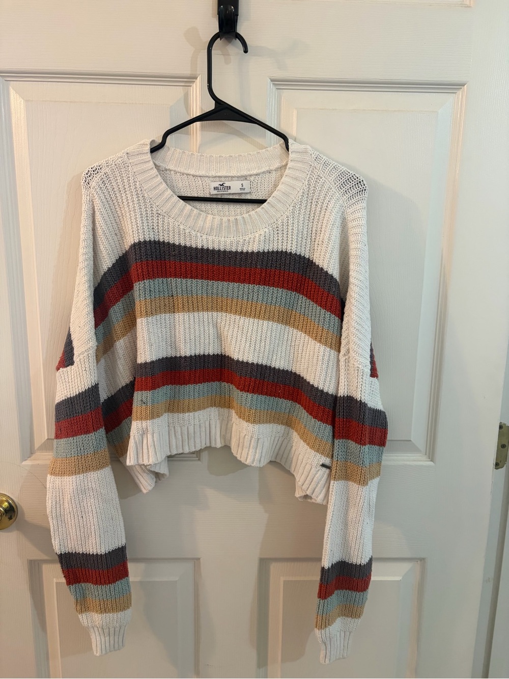 Hollister Striped Cropped Knit Sweater Size Small